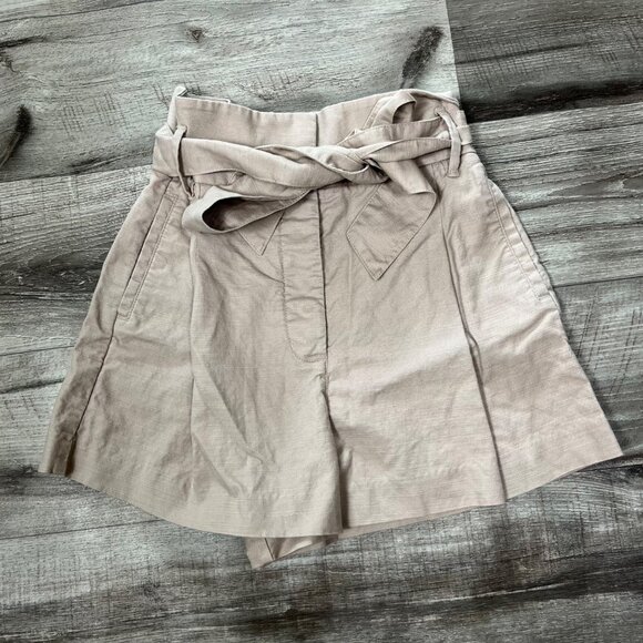 Wilfred Aritzia Modern High Waist Paperbag Shorts Tan Women’s Size 2 - Picture 1 of 9